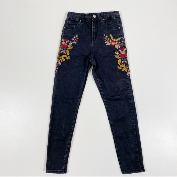 TOPSHOP Jamie Moto Embroidered High Waist SOLD - Picture 2 of 11